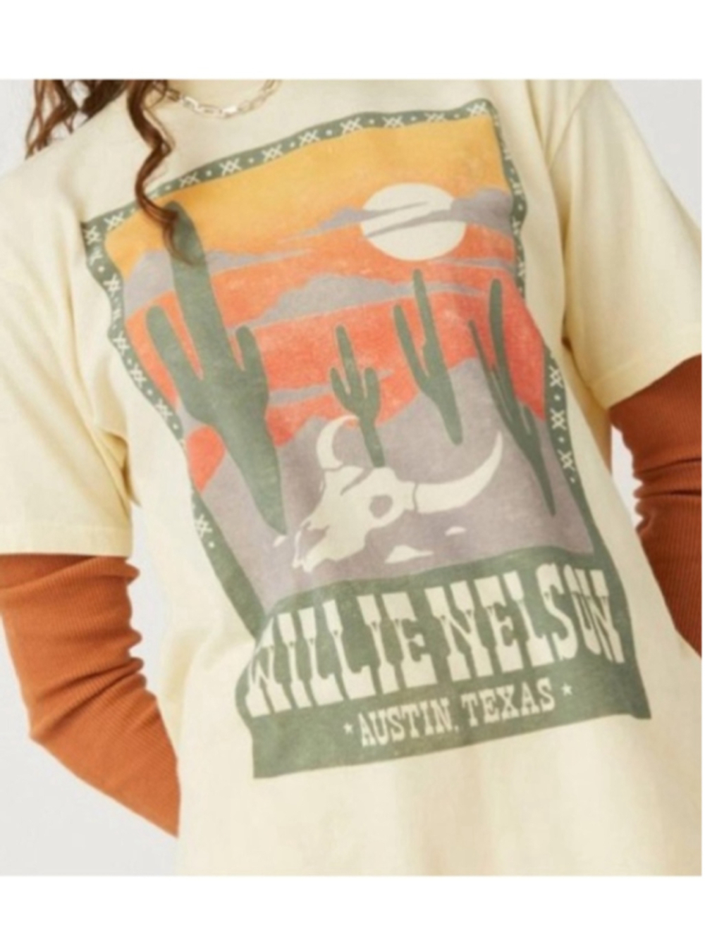 Daydreamer Willie Nelson t shirt rare butter yellow Austin Texas sz m